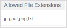 Allowed File Extensions are listed in the fifth column of the Document Uploads pane.